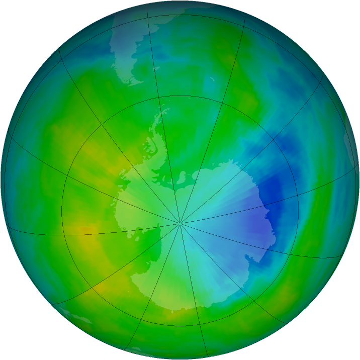 Antarctic ozone map for 02 December 1985